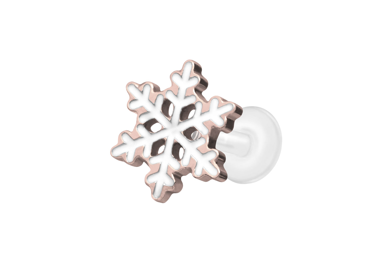 PTFE Labret Piercing mit Innengewinde + Titan-Aufsatz SCHNEEFLOCKE